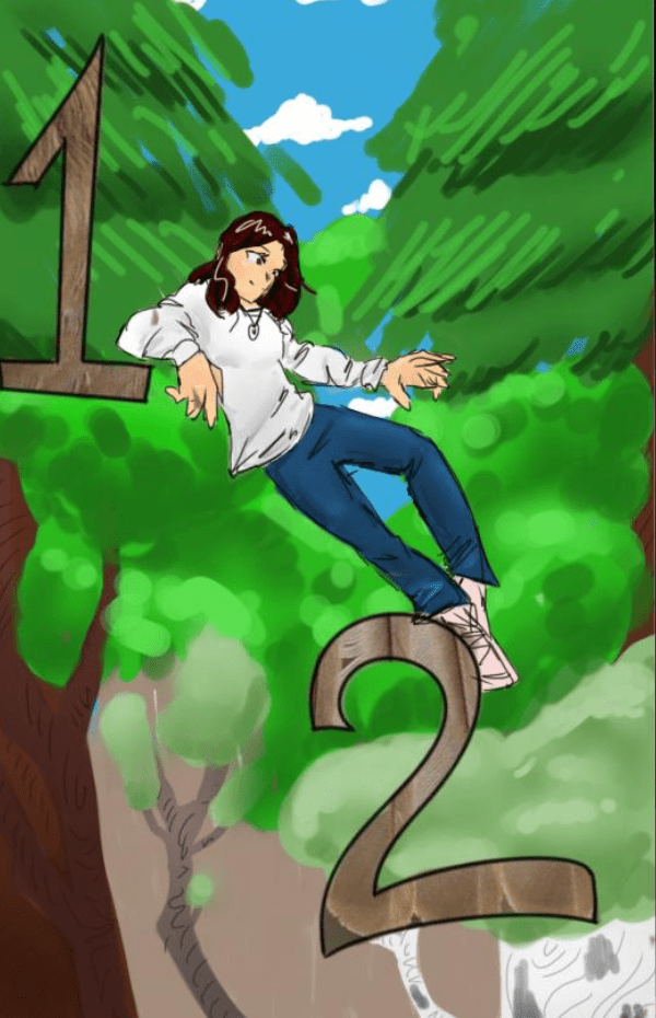 12 hangs out in the forest leaning on the numbers 