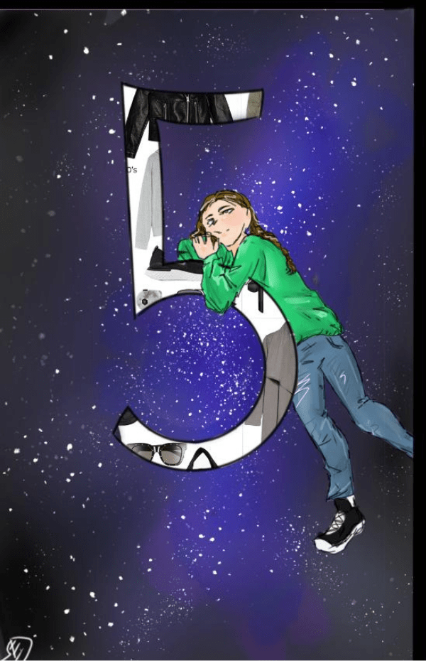 5 hangs from the number in the stars 