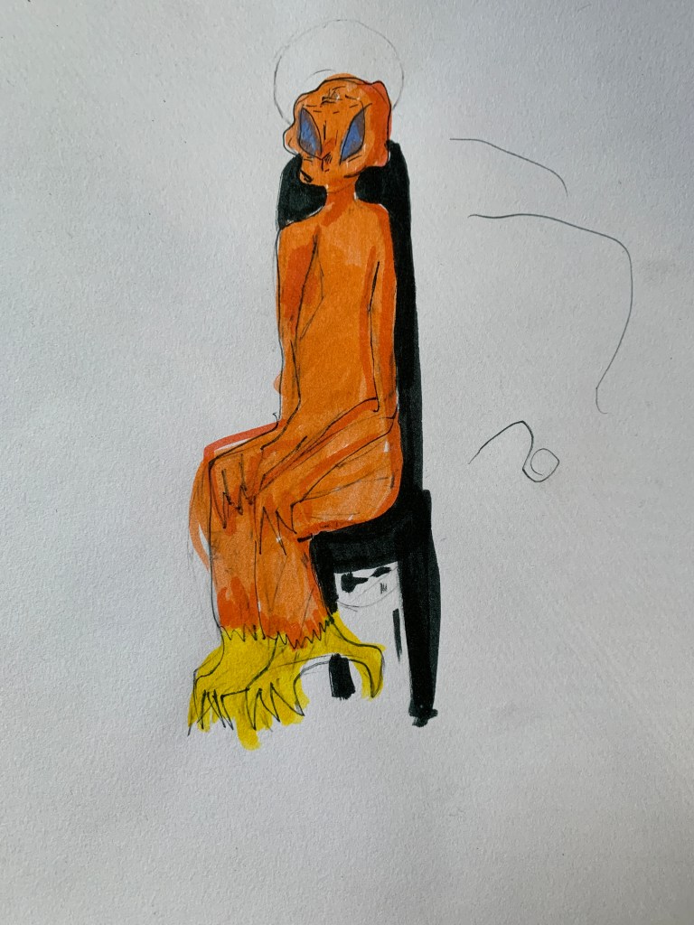 graphite drawing with marker (alien like)