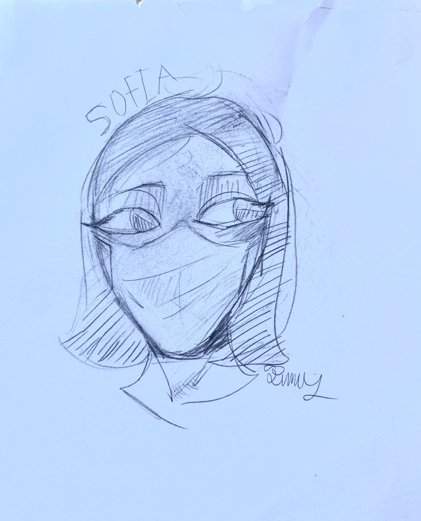 graphite drawing of a person's head