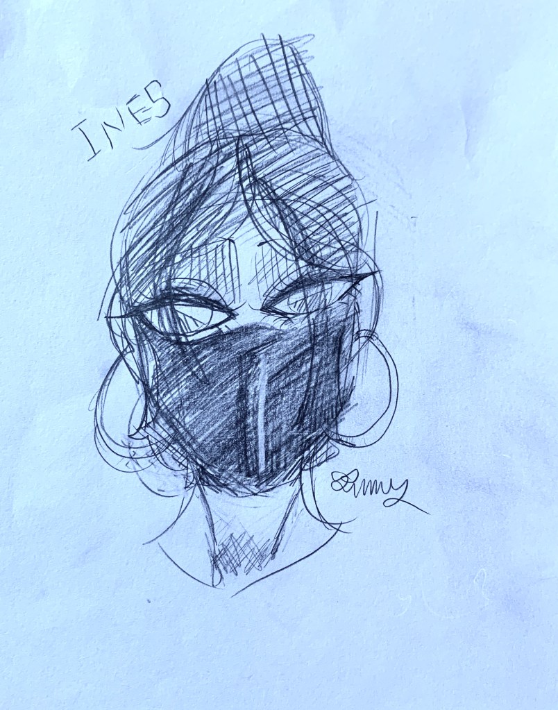 graphite drawing of a person's head