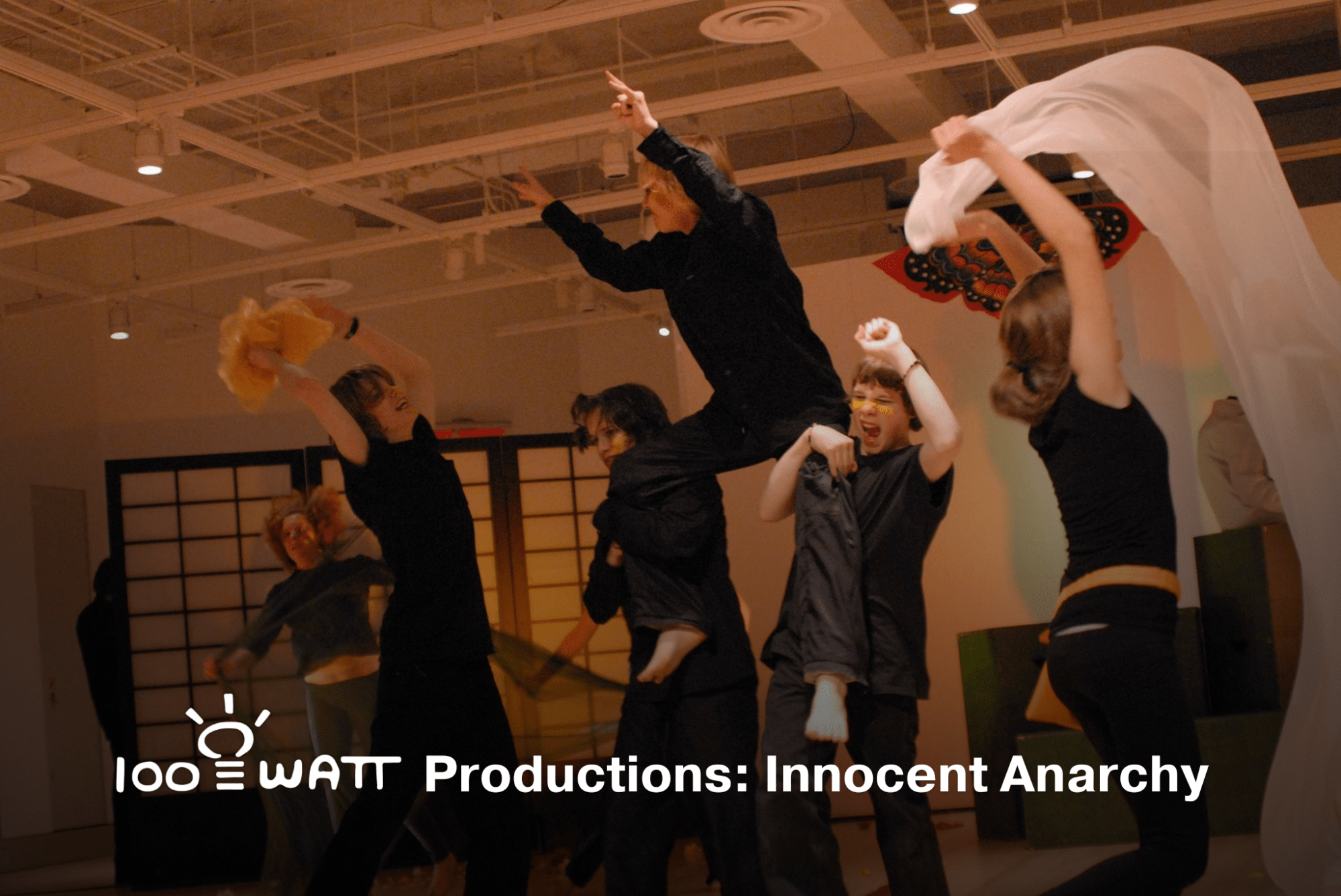 Youth in black clothing move with fabric